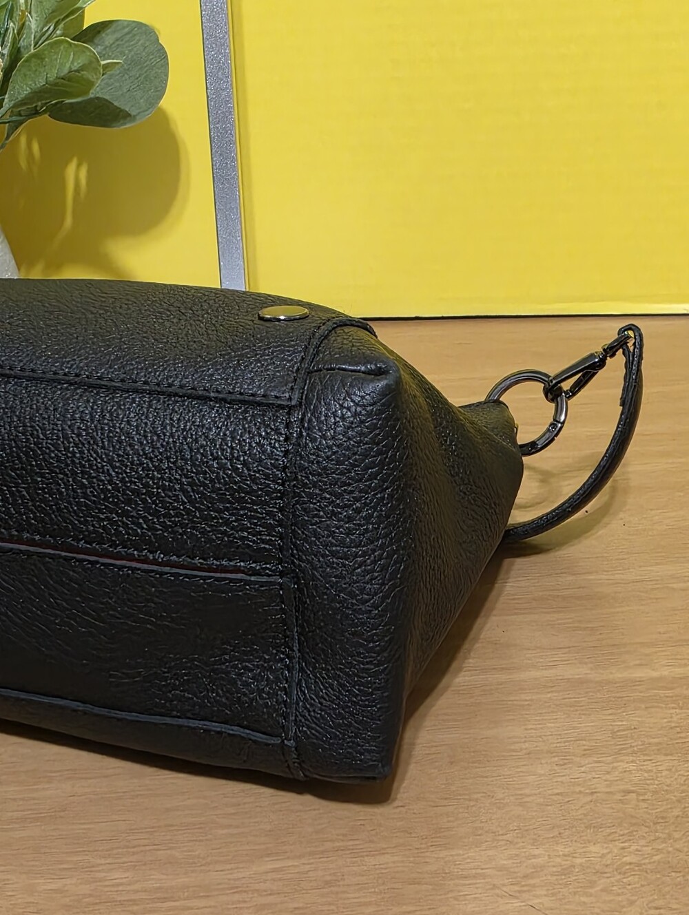 Black Pebbled Leather Shoulder Bag with Silver Studs - Picture 5 of 8